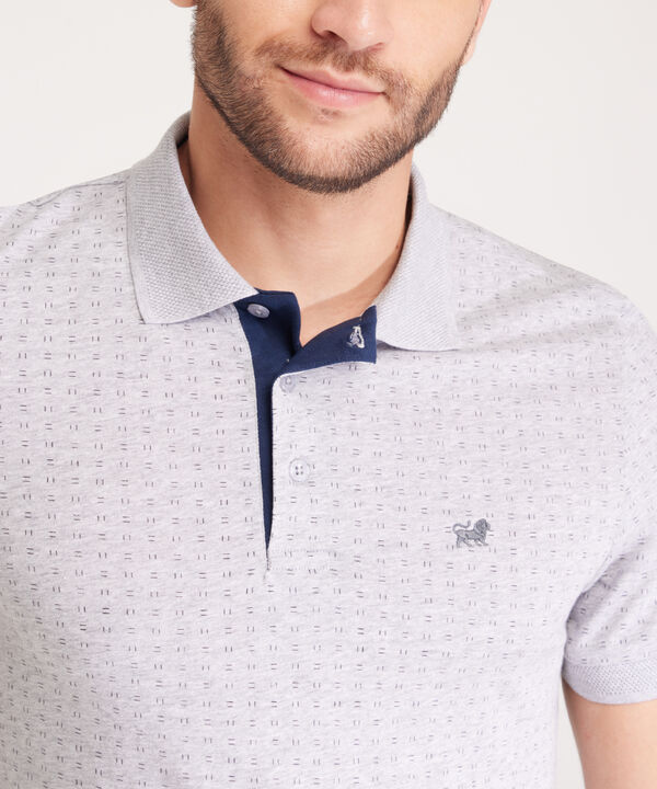 Polo Estampada Cuello Y Puños Tejidos Unicolor Sin Bolsillo Con Silueta Slim Fit image number null