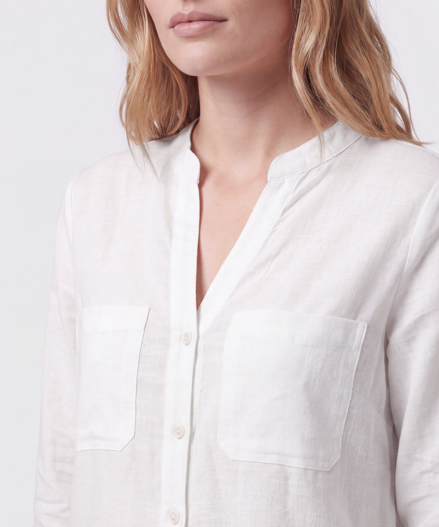 Blusa Manga Larga Con Escote En V Para Mujer