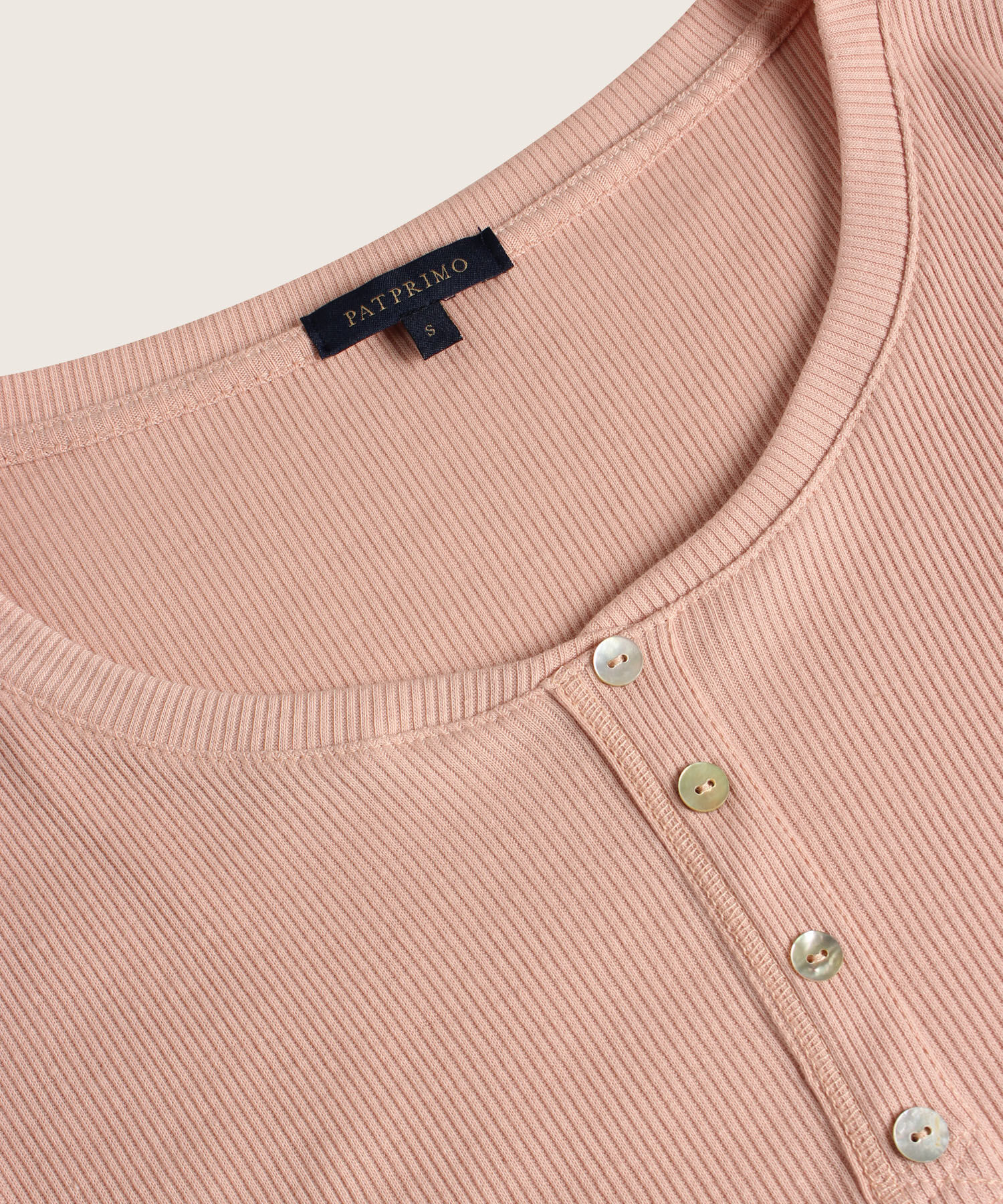 Camiseta Rib Con Botones Para Mujer
