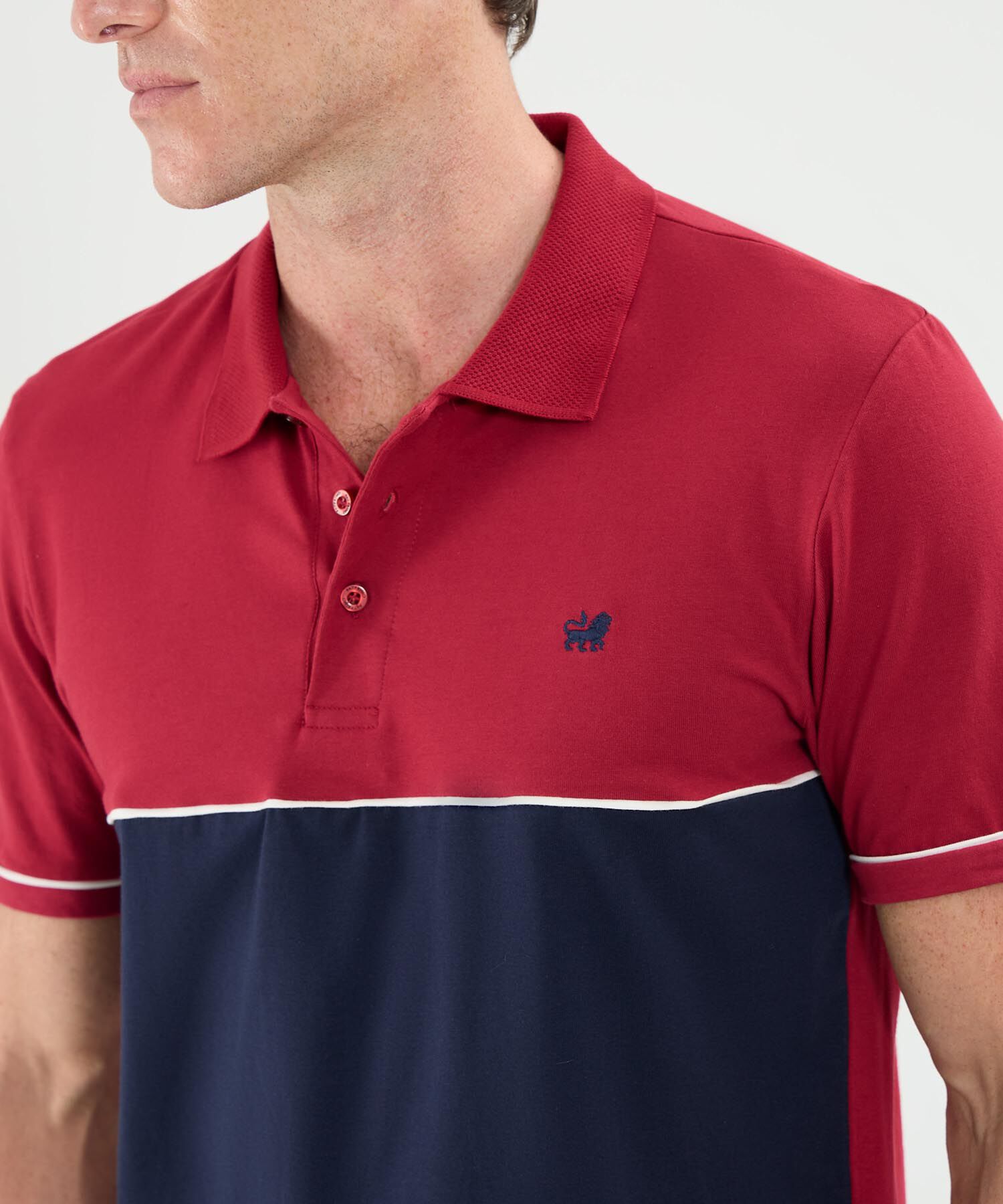 Polo Cuello Tejido Con Bloque De Color Para Hombre