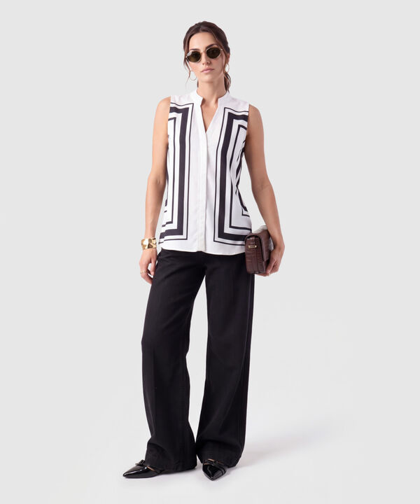 Blusa Sin Mangas Cuello Mao Para Mujer