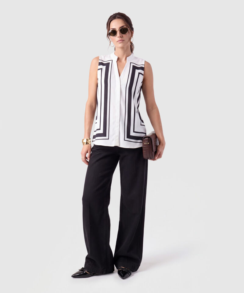 Blusa Sin Mangas Cuello Mao Para Mujer