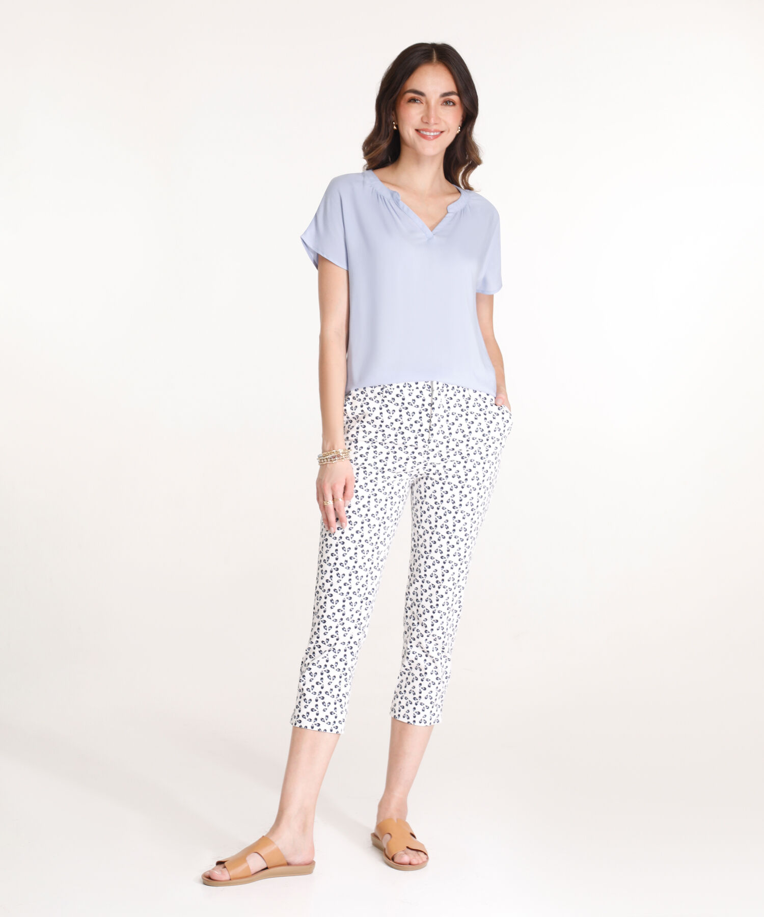Pantalón Capri Con Bolsillos Laterales
