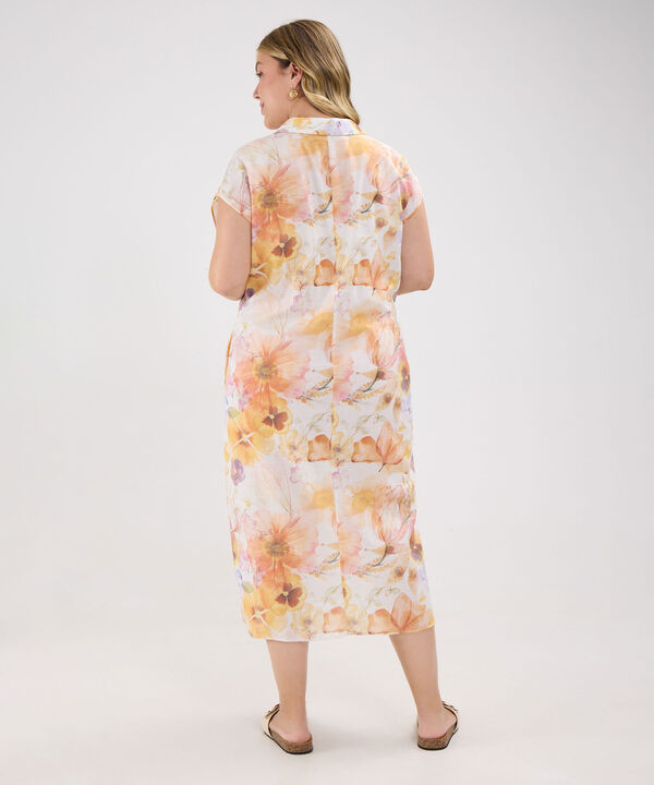 Vestido Camisero Manga Corrida Estampado