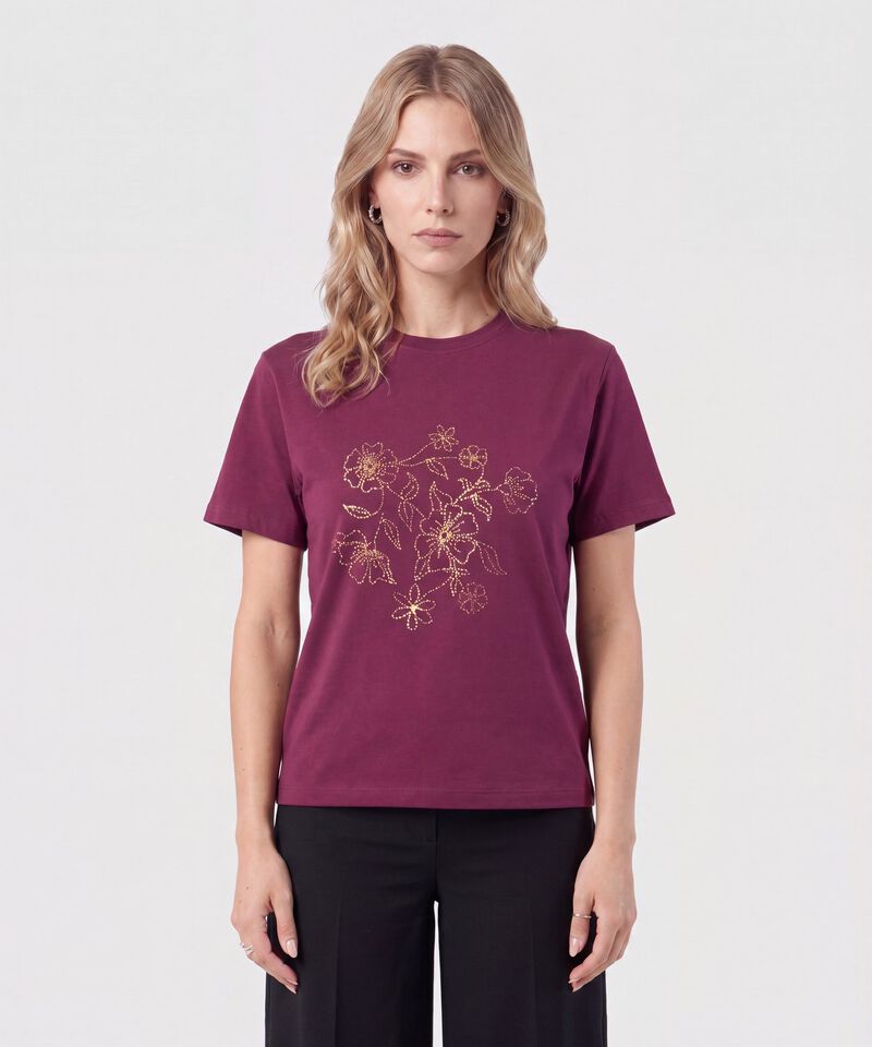 Camiseta Con Bordado De Brillos Para Mujer