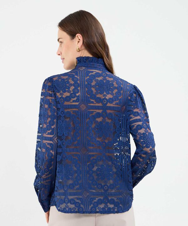 Blusa en encaje unicolor con boleros para mujer