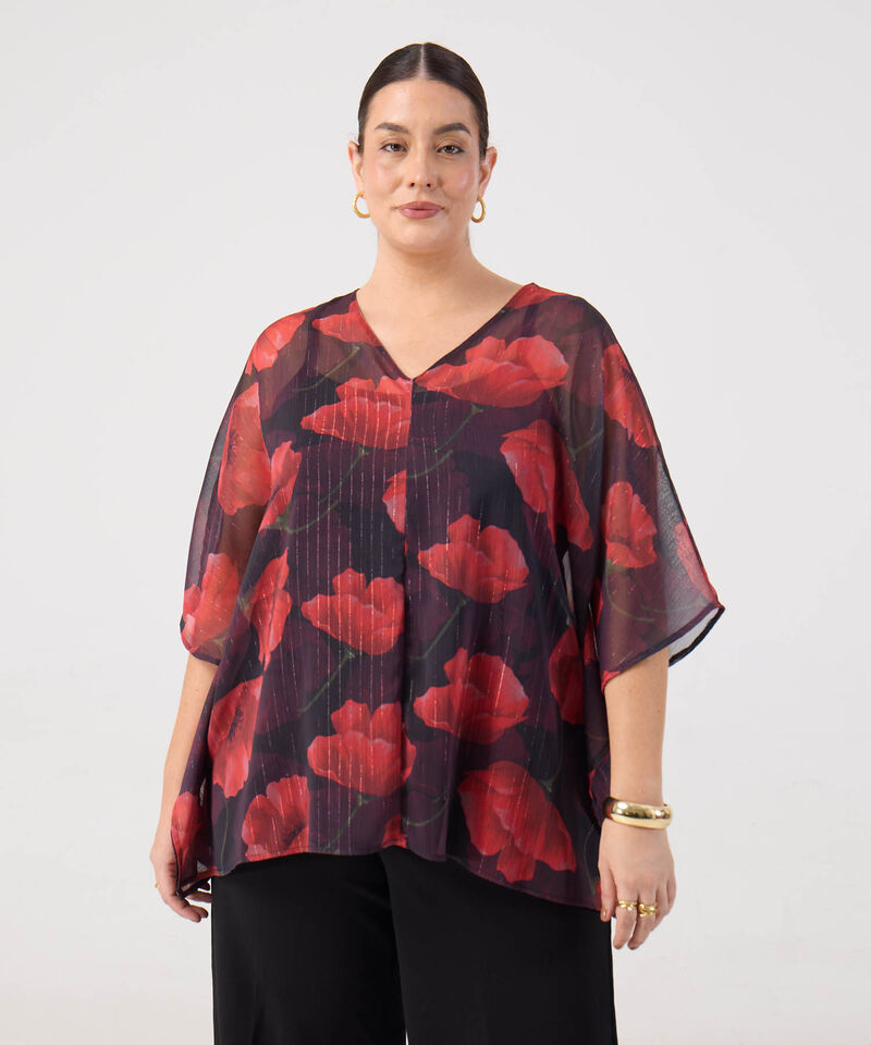 Blusa Con Top Interno Estampada para Mujer Curvy