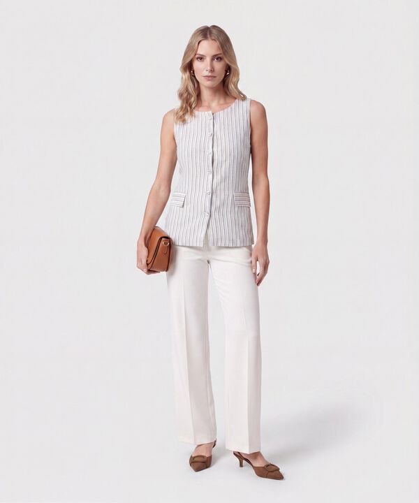 Blusa Alargada Con Botonadura Para Mujer