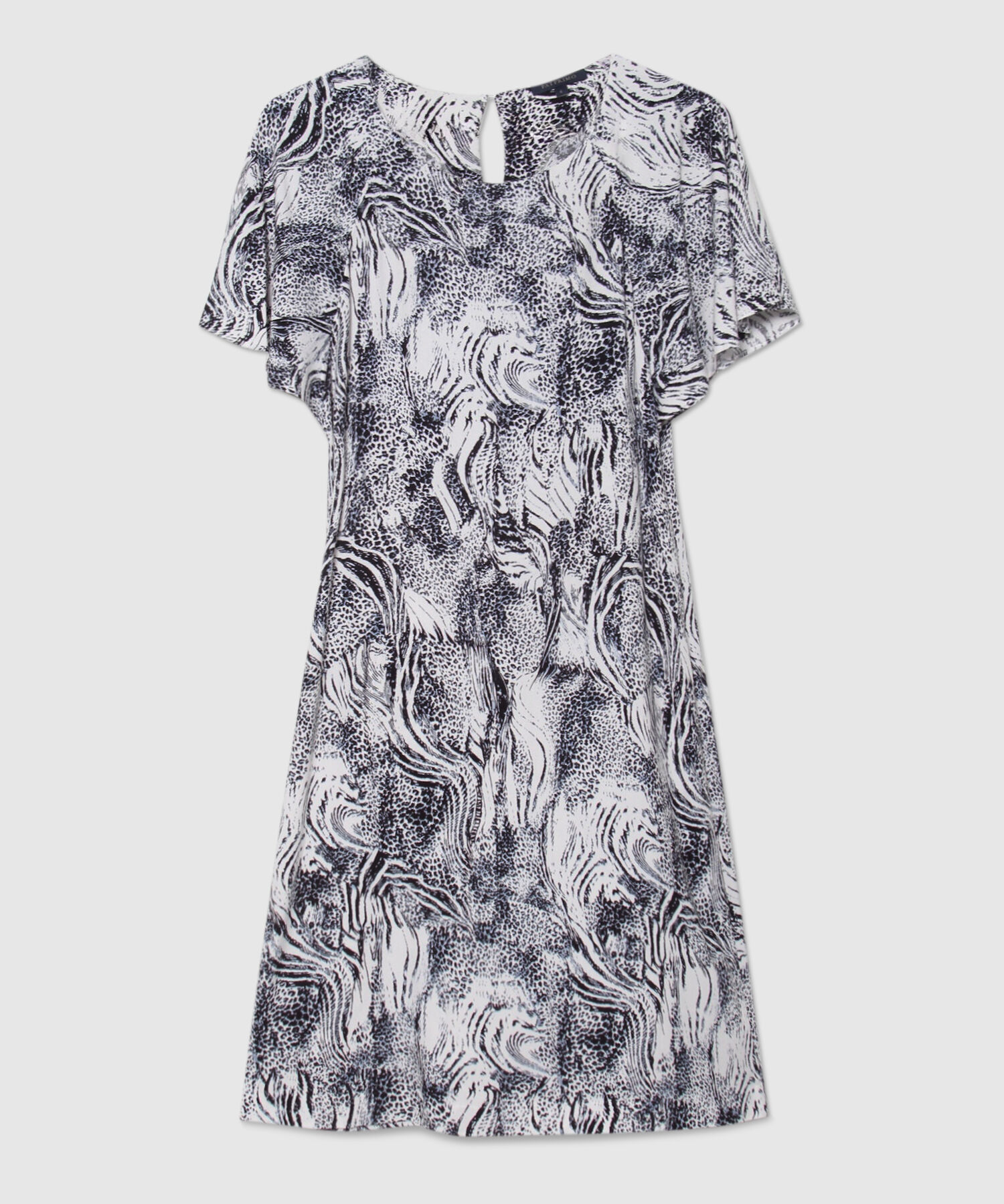 Vestido Estampado Con Escote Redondo