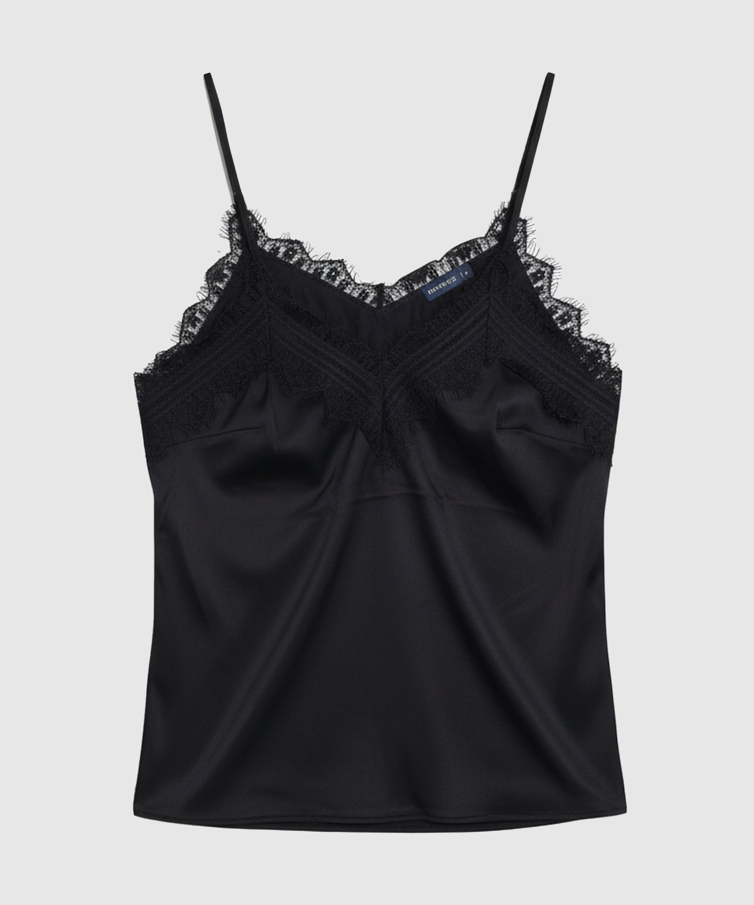 Top Unicolor Con Encaje Para Mujer