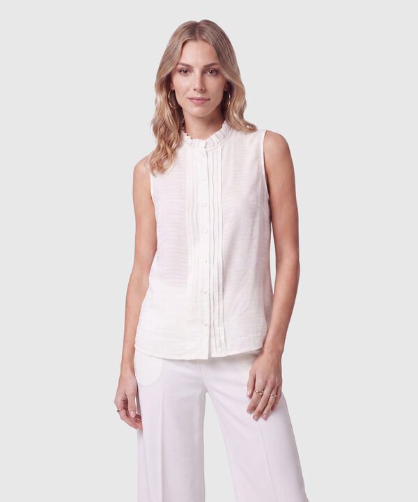 Blusa Con Cuello Alto Y Pliegues Mujer image number null