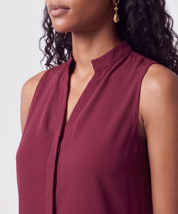 Blusa Cuello Mao Sin Mangas Mujer
