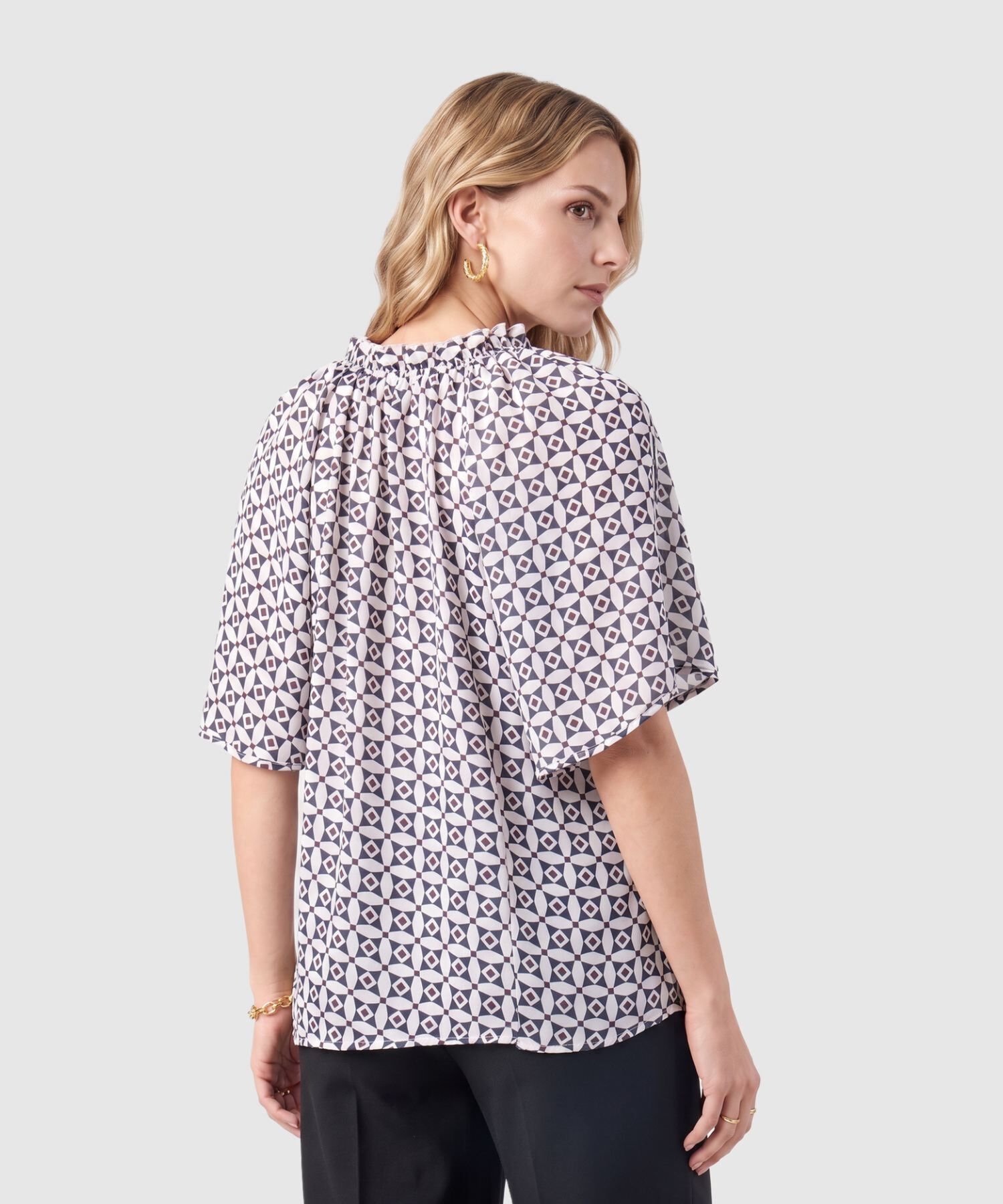 Blusa Estampada De Manga Corta Para Mujer