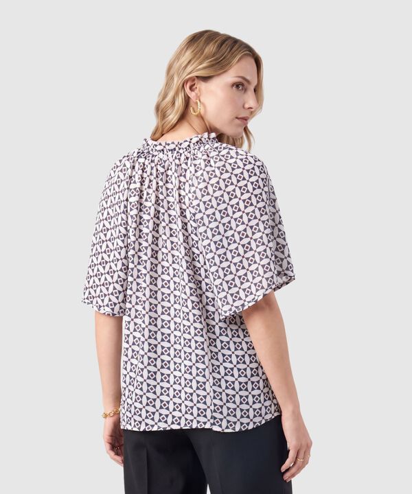 Blusa Estampada De Manga Corta Para Mujer