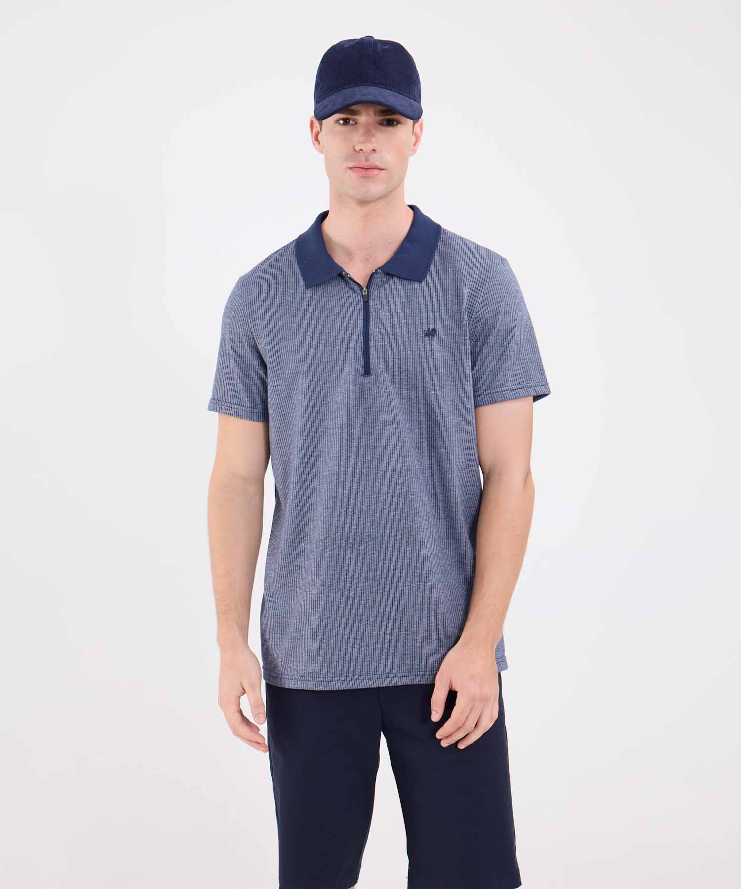 Polo Unicolor Con Cremallera