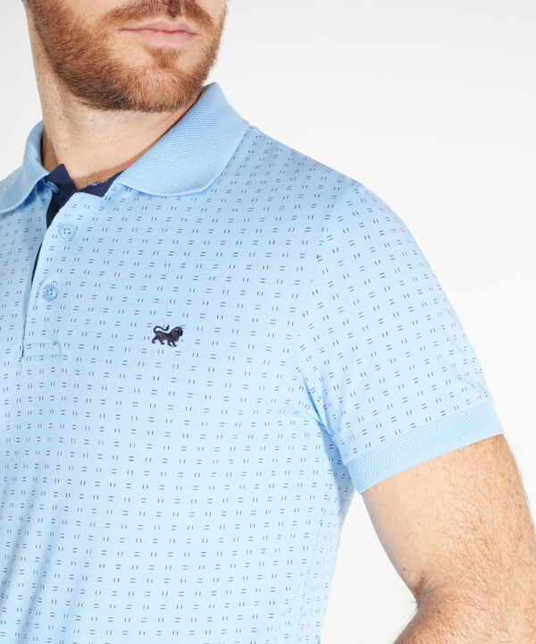 Polo Estampada Cuello Y Puños Tejidos Unicolor Sin Bolsillo Con Silueta Slim Fit