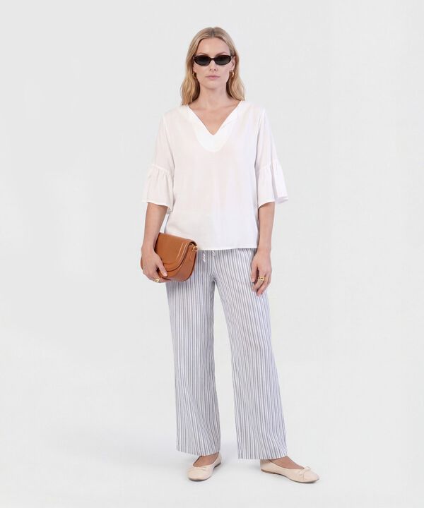 Pantal&oacute;n De Silueta Recta Con Cord&oacute;n Para Mujer