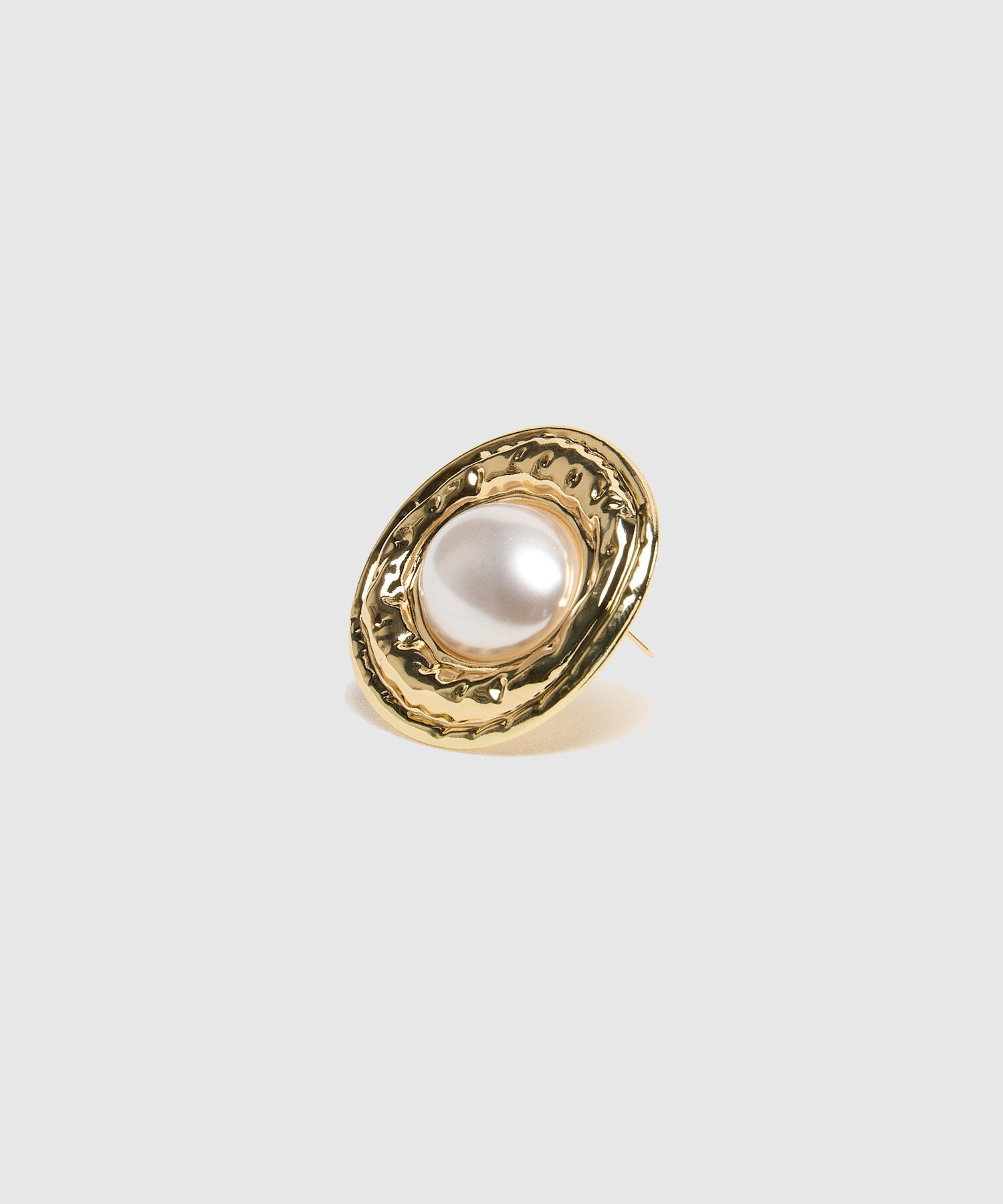 Broche Ovalado Con Perla Central