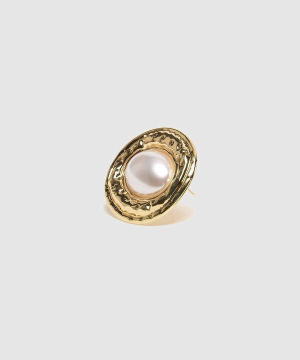 Broche Ovalado Con Perla Central