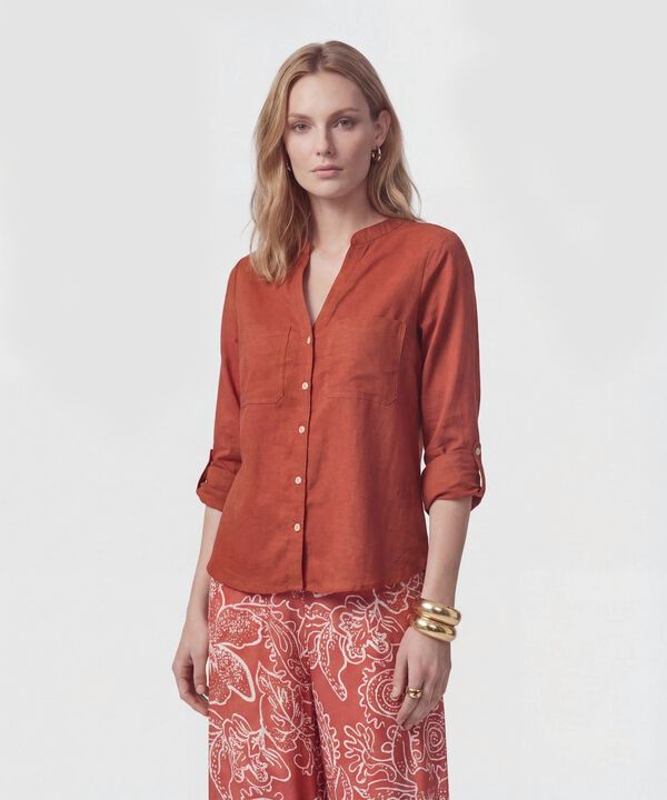 Blusa Unicolor De Manga Graduable Para Mujer image number null