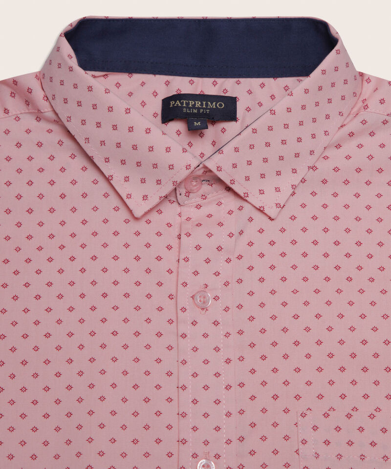 Camisa Manga Corta En Miniprints Con Bolsillo