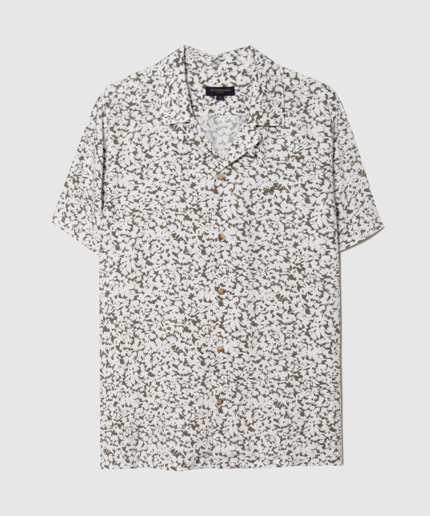Camisa Cuello Resort Estampada Con Bordado En Frente