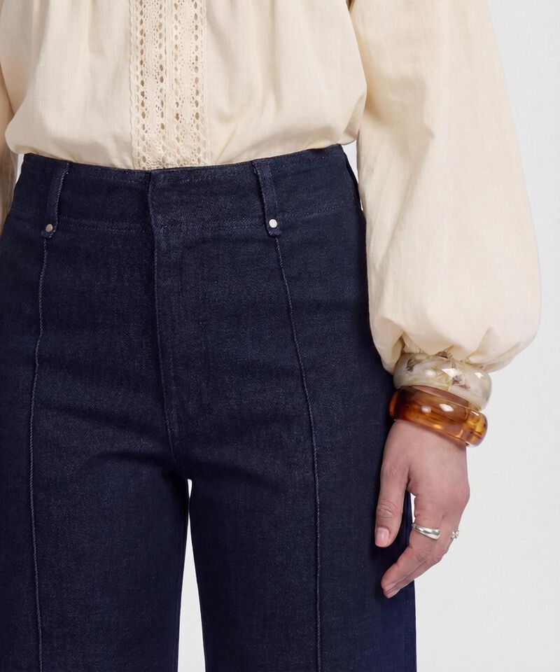 Jean Wide Leg con Costura Frontal para Mujer