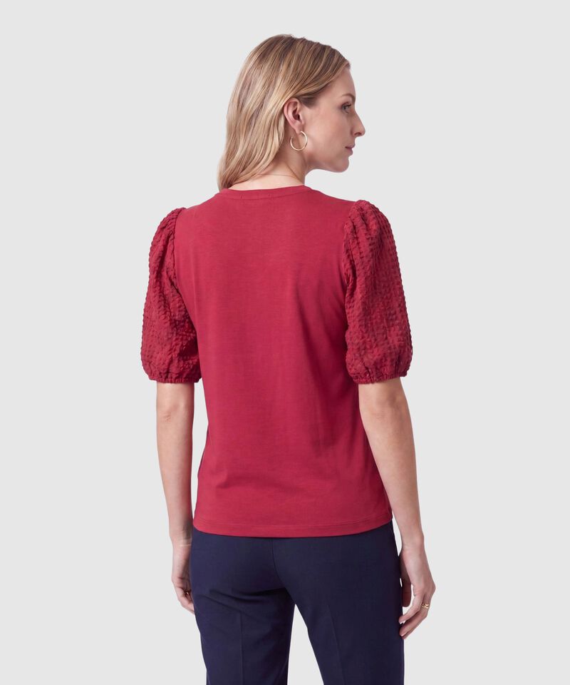 Camiseta Con Mangas Texturizadas Para Mujer