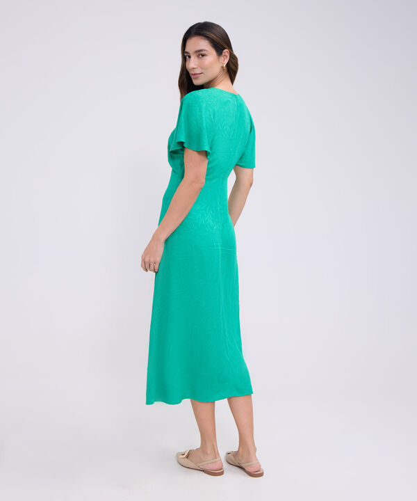 Vestido unicolor con manga fluida para mujer