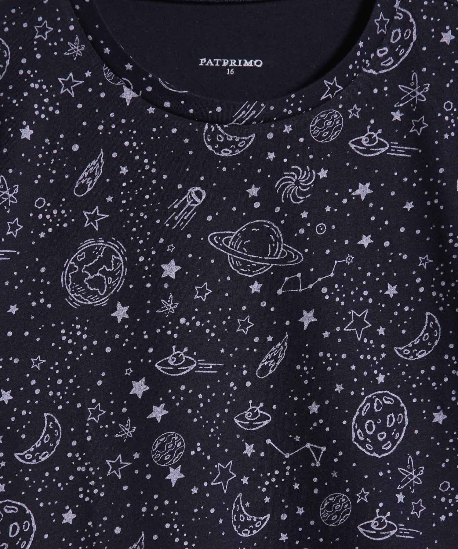 Pijama Junior Camiseta M/C Cuello Redondo/Pantaloneta Unicolor - Lineas