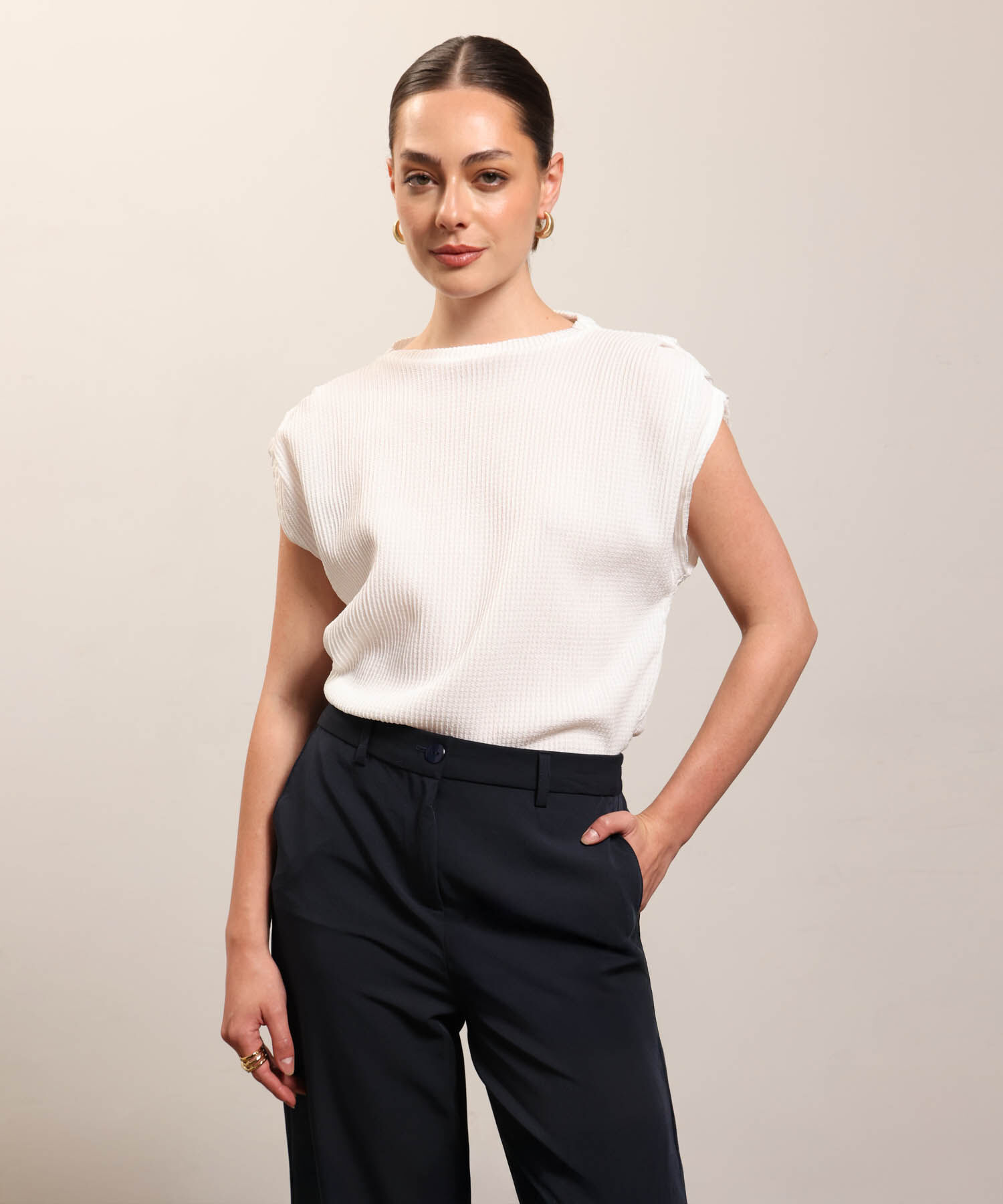 Camiseta unicolor texturizada 