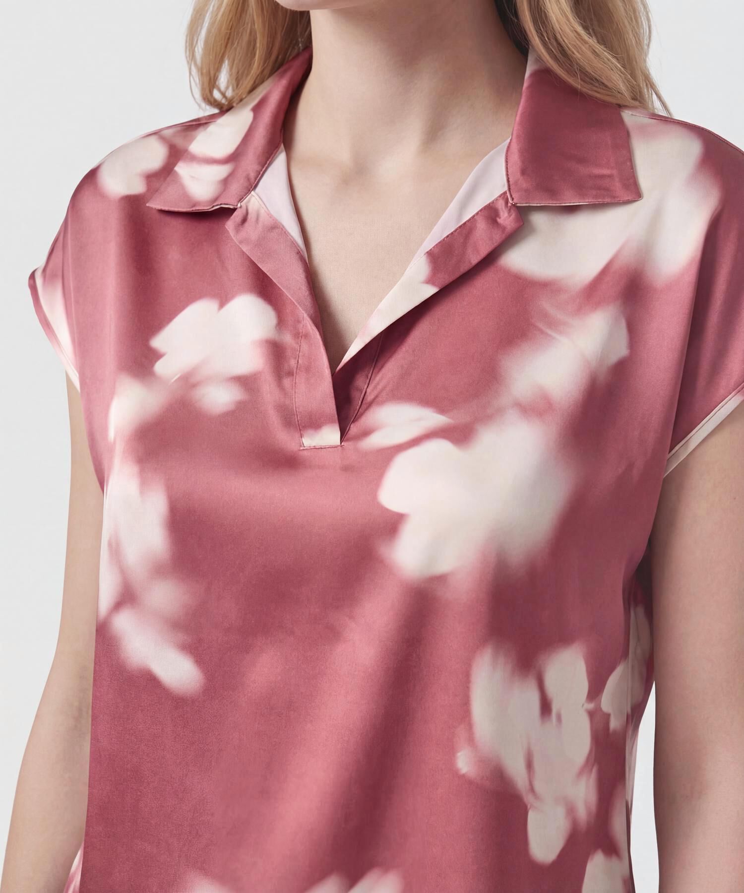 Blusa Estampada De Manga Casquillo Mujer