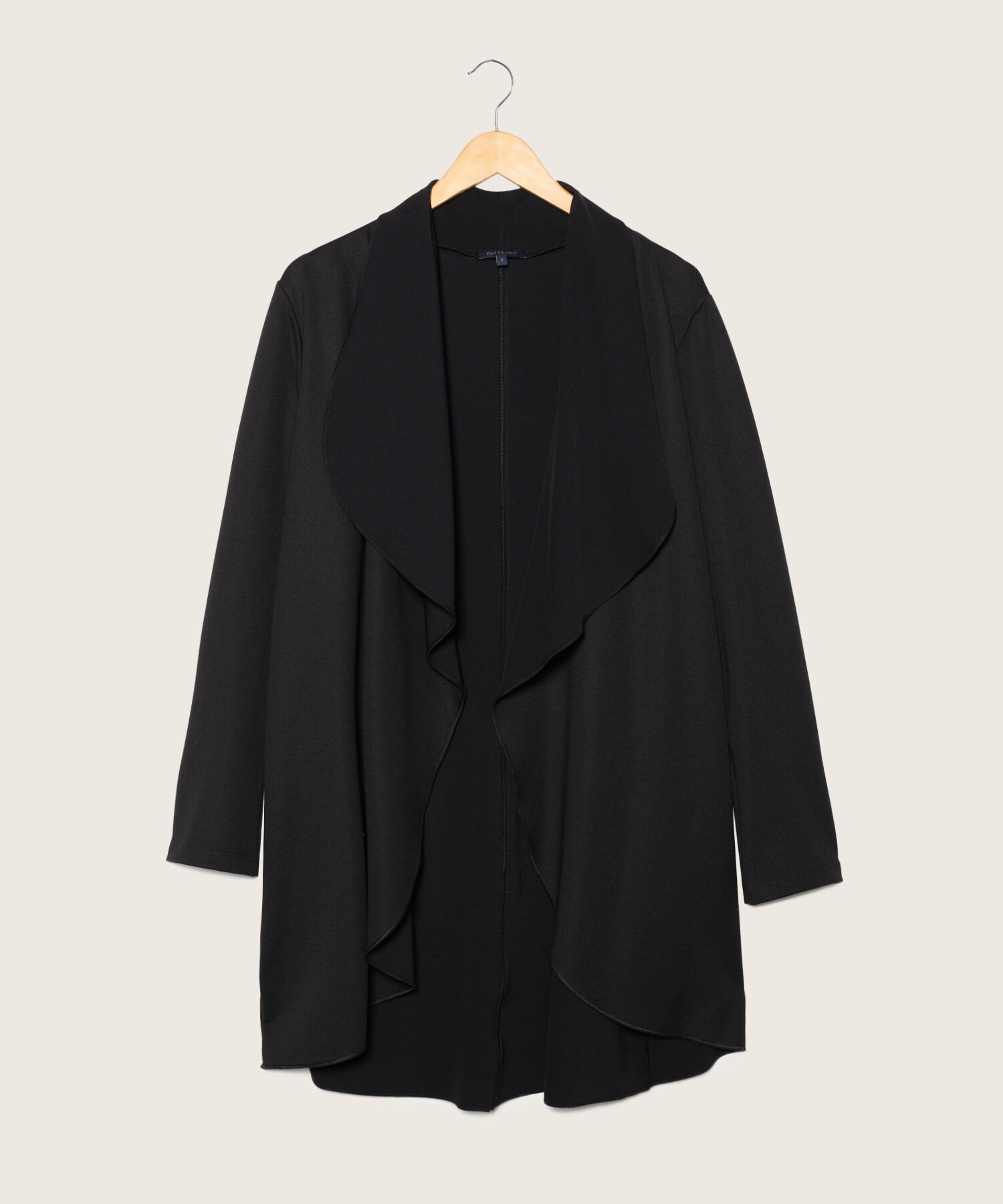 Saco Unicolor, Manga Larga Con Solapa Amplia Y Silueta Fluida