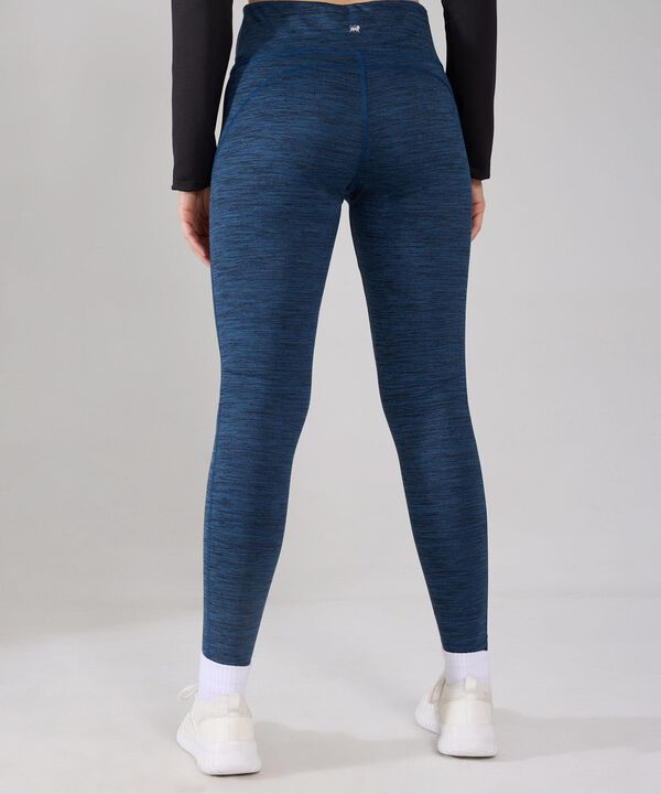 Leggings Jaspe Largo Con Reflectivos Laterales, Cotilla Y Pinzas Posteriores