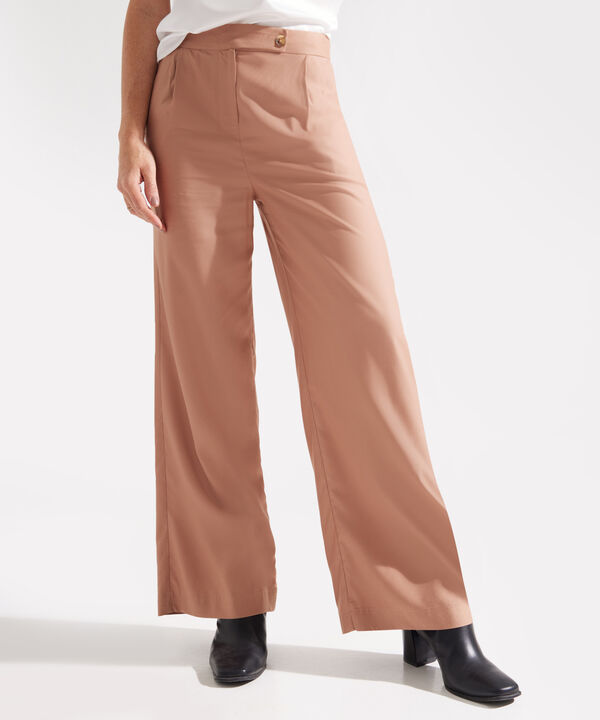 Pantalón Palazzo Con Bolsillos