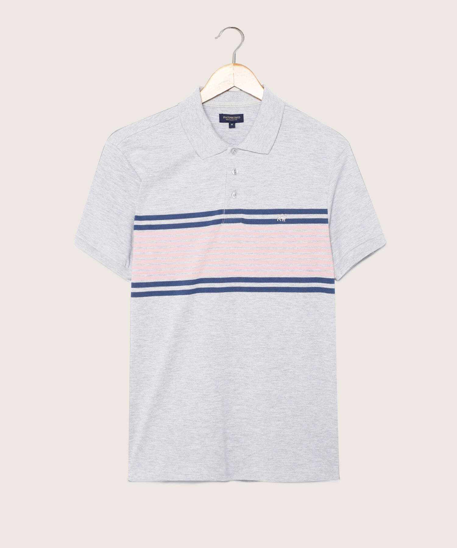 Polo Preteñida, Cuello Y Puños Tejidos Unicolor, Sin Bolsillo Y Silueta Regular Fit