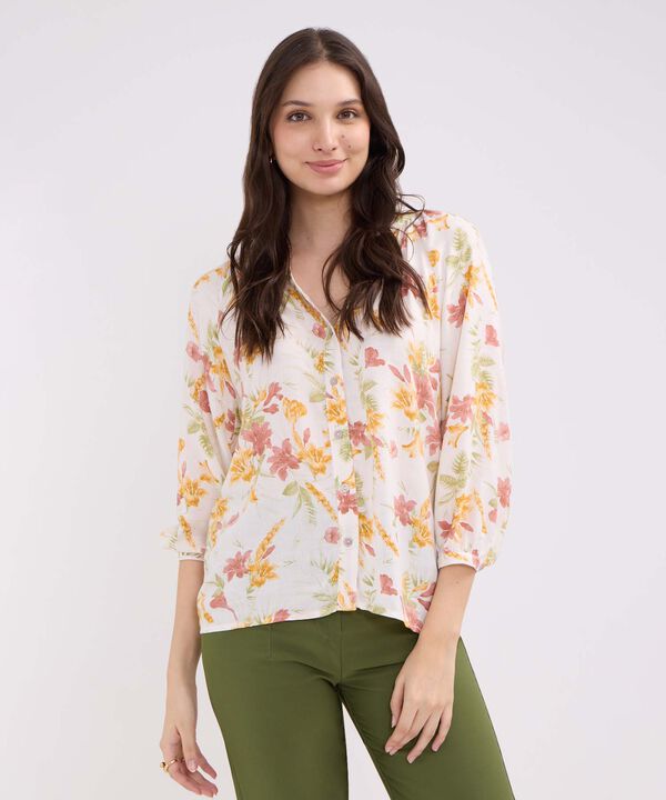 Blusa Manga Tres Cuartos Cuello Neru  Estampada image number null