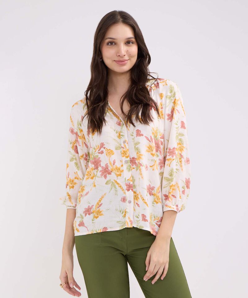 Blusa Manga Tres Cuartos Cuello Neru  Estampada