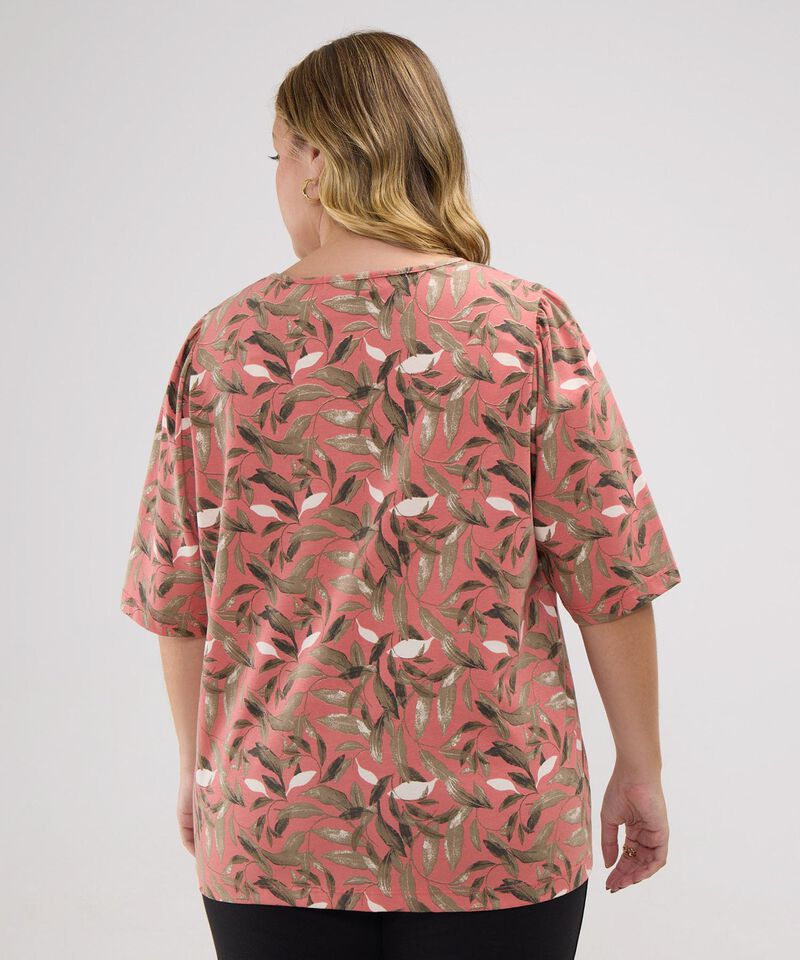 Camiseta Estampada Manga Corta Tipo Bombacha, Escote Redondo