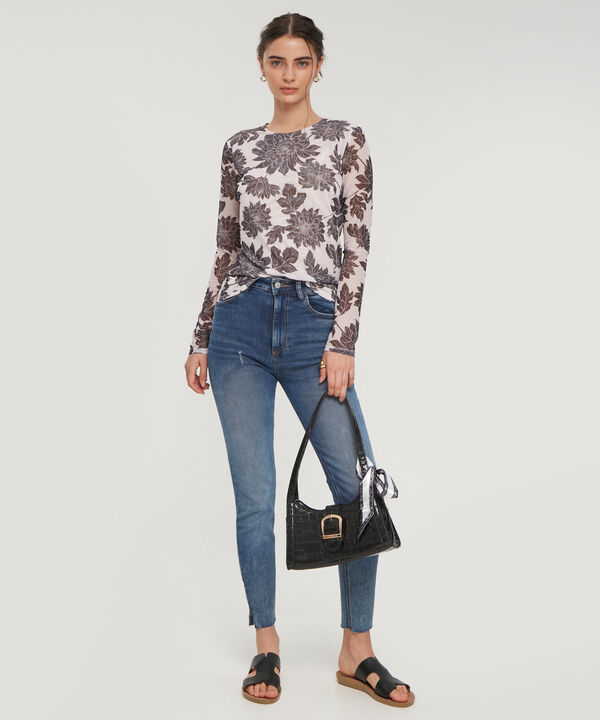 Camiseta Estampada Escote Redondo Manga Larga