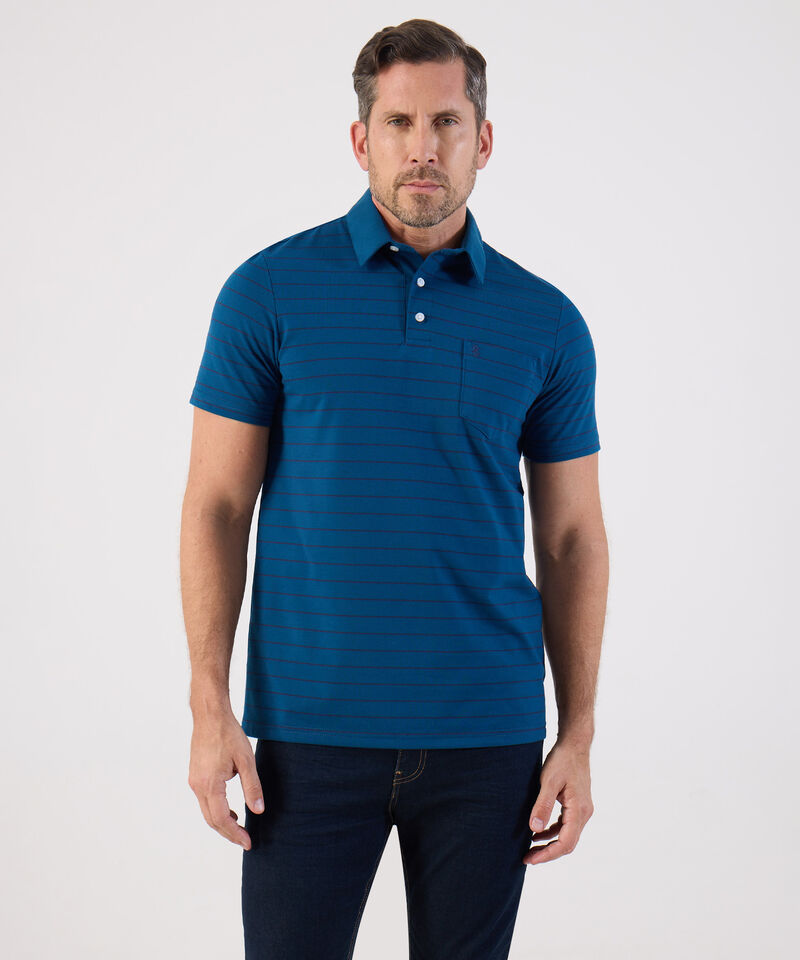 Polo De Rayas Con Bolsillo Para Hombre
