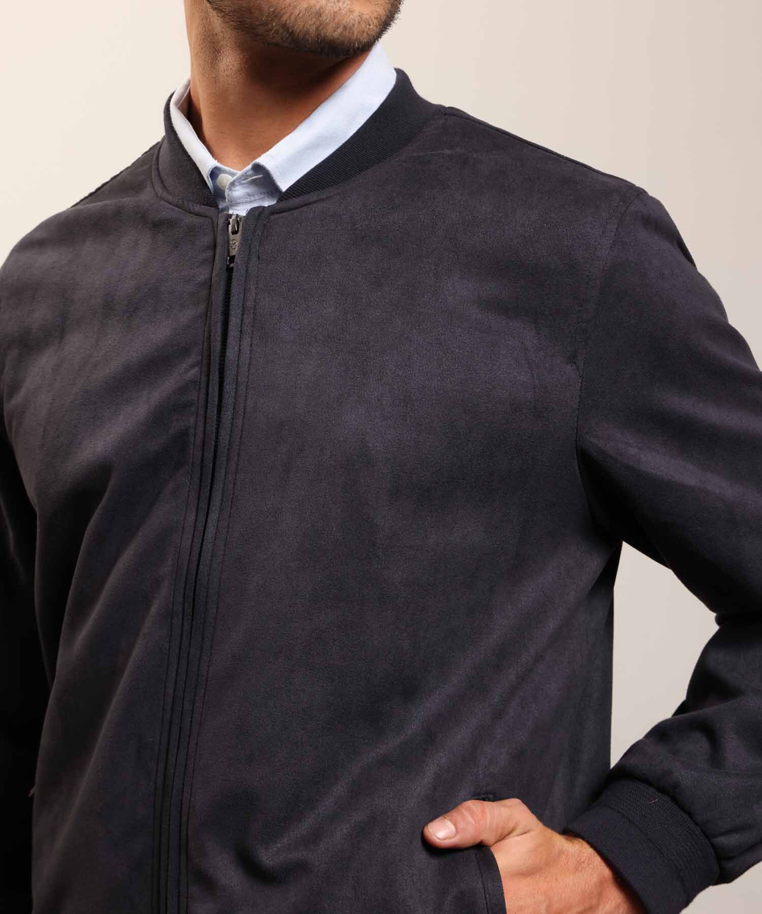 Chaqueta Bomber de Tela Lisa para Hombre Casual