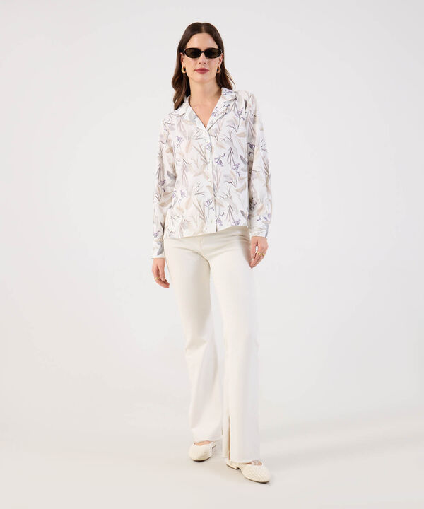 Blusa Camisera de Manga Larga con Estampado para Mujer image number null