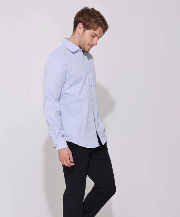 Camisa Estampada Con Textura, Manga Larga, Bolsillo Y Silueta Regular Fit image number null