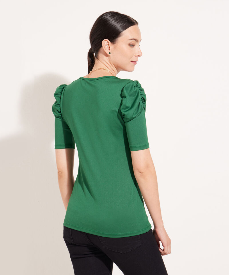 Camiseta Manga Corta Unicolor Con Ruche