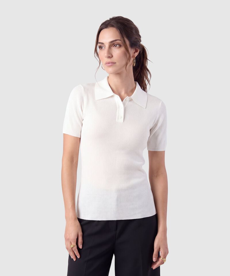 Polo Acanalada Para Mujer