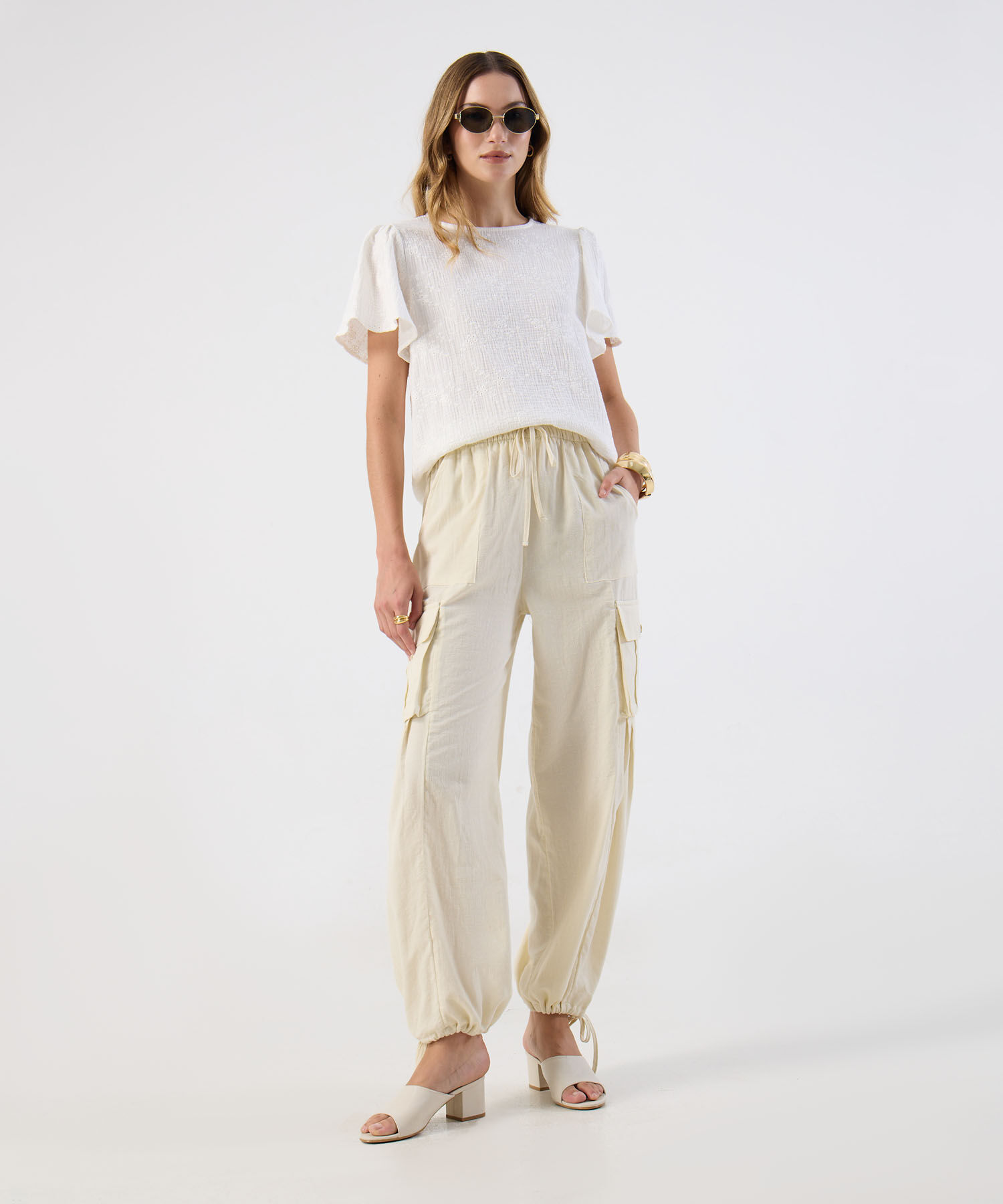 Pantal&oacute;n Cargo Casual Ajuste El&aacute;stico Para Mujer