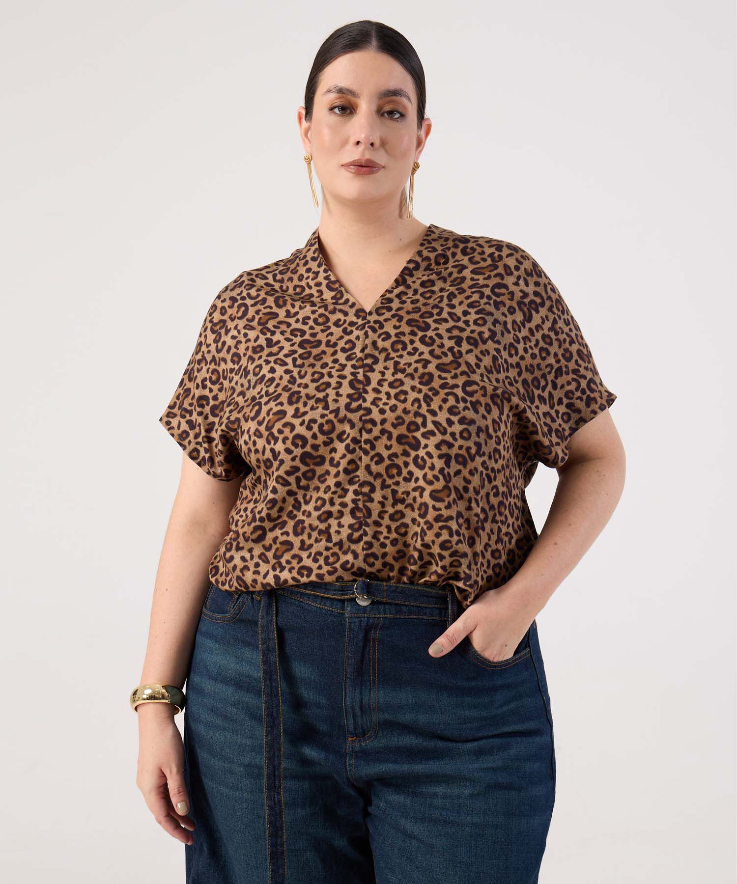 Blusa animal print para mujer curvy