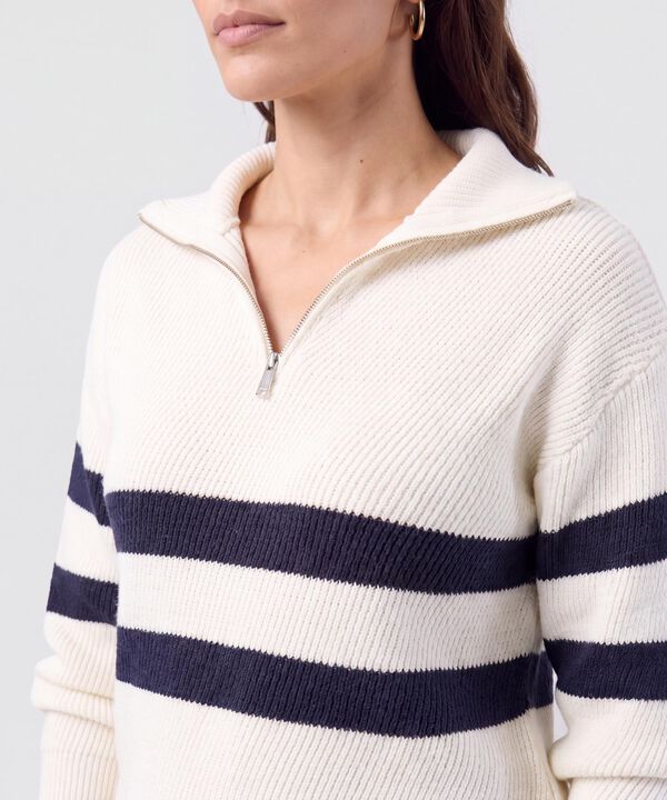 Saco Tejido Cuello Cremallera Para Mujer