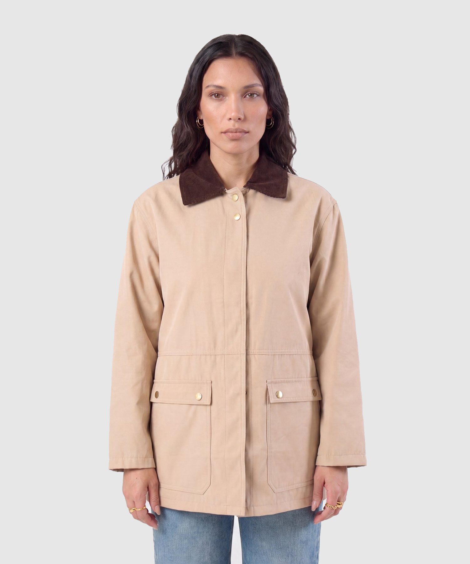 Chaqueta Con Cuello De Pana Para Mujer